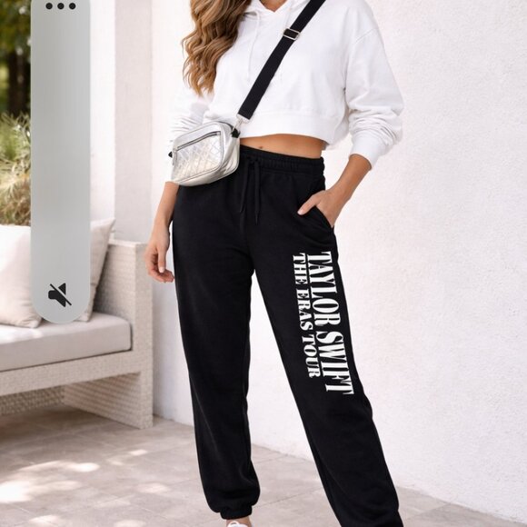 Pants - Taylor Swift The Eras Tour Black Sweatpants Joggers Size L Merch Swiftie